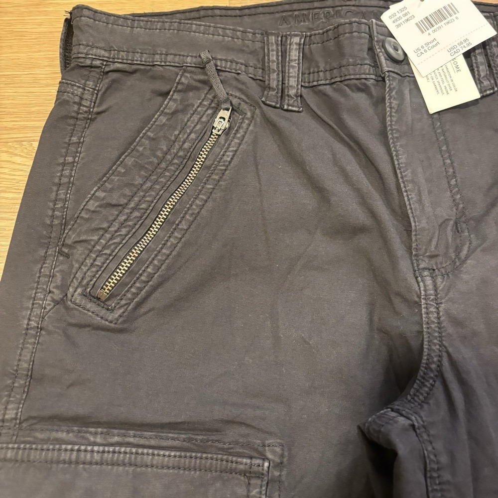American Eagle Cargo Pants Women's 6 Short Wide Leg Black Baggy Utility Stretch - Picture 4 of 16